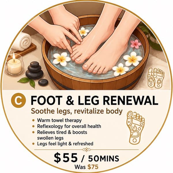 Foot & Leg Renewal-Special 50mins (Reg. $75)